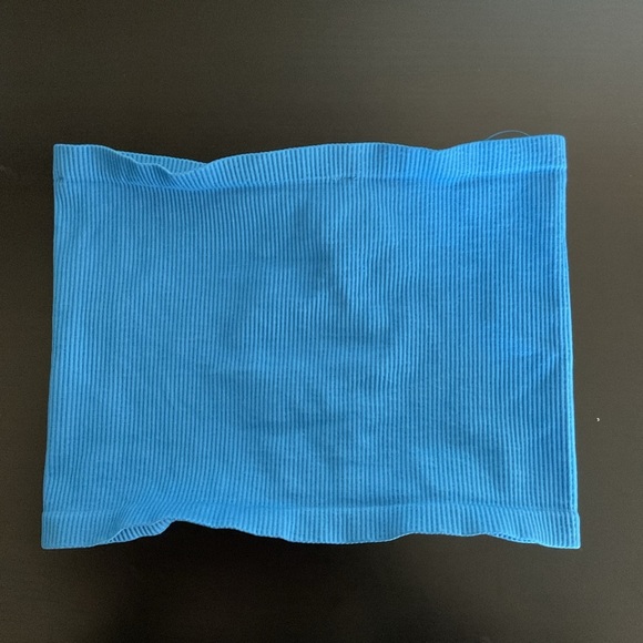 Urban Outfitters Blue Ribbed Cutout Crop Top M Tube Top Y2K Electric Bright - Picture 3 of 3